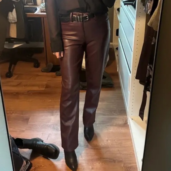 Good American Red Faux Leather Pants 2 EUC - Picture 3 of 14